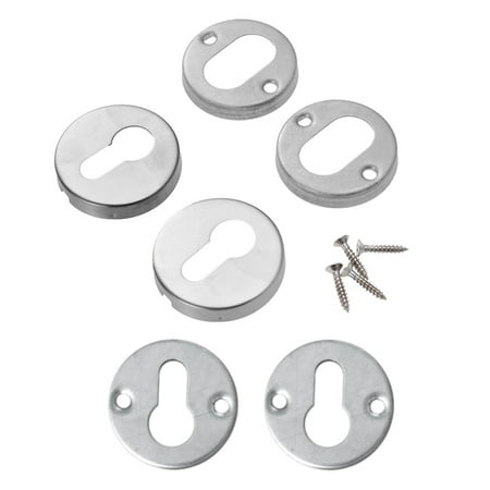 

One Pair of Stainless Steel Key Hole Covers Detachable Brushed Texture Keyhole Escutcheons with Screws - Random Base Covers (Silver)