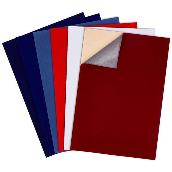 24Pcs 6 Colors Self-Adhesive Velvet Flocking Liner Sheet 11.6x7.8inch DIY Flocking Sewing Fabric for Drawer Liner Jewelry Box DIY Arts Decoration 0.7mm Thick DIY