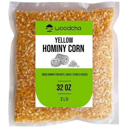 Yellow Hominy Corn – Dried Hominy for Grits, Soups, Stews & Pozole – Coarse Cornmeal, Yellow Grits, Stone Ground Cornmeal – Non-GMO Dry Corn for Southern & Mexican Recipes- 32oz