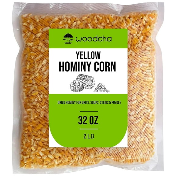 Yellow Hominy Corn – Dried Hominy for Grits, Soups, Stews & Pozole – Coarse Cornmeal, Yellow Grits, Stone Ground Cornmeal – Non-GMO Dry Corn for Southern & Mexican Recipes- 32oz