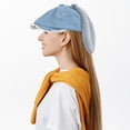 thumbnail image 3 of Lace Trim Bowknot Newsboys Hat Plush Bunny Hat Funny Floppy Ear Hat Flat Hat Women Painters Hat, 3 of 7