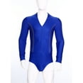 thumbnail image 3 of Eandarui Men's Tango Latin Dance Leotard Shirts Shiny Rhinestone Long Sleeve Chacha Rumba Samba Blue L, 3 of 7