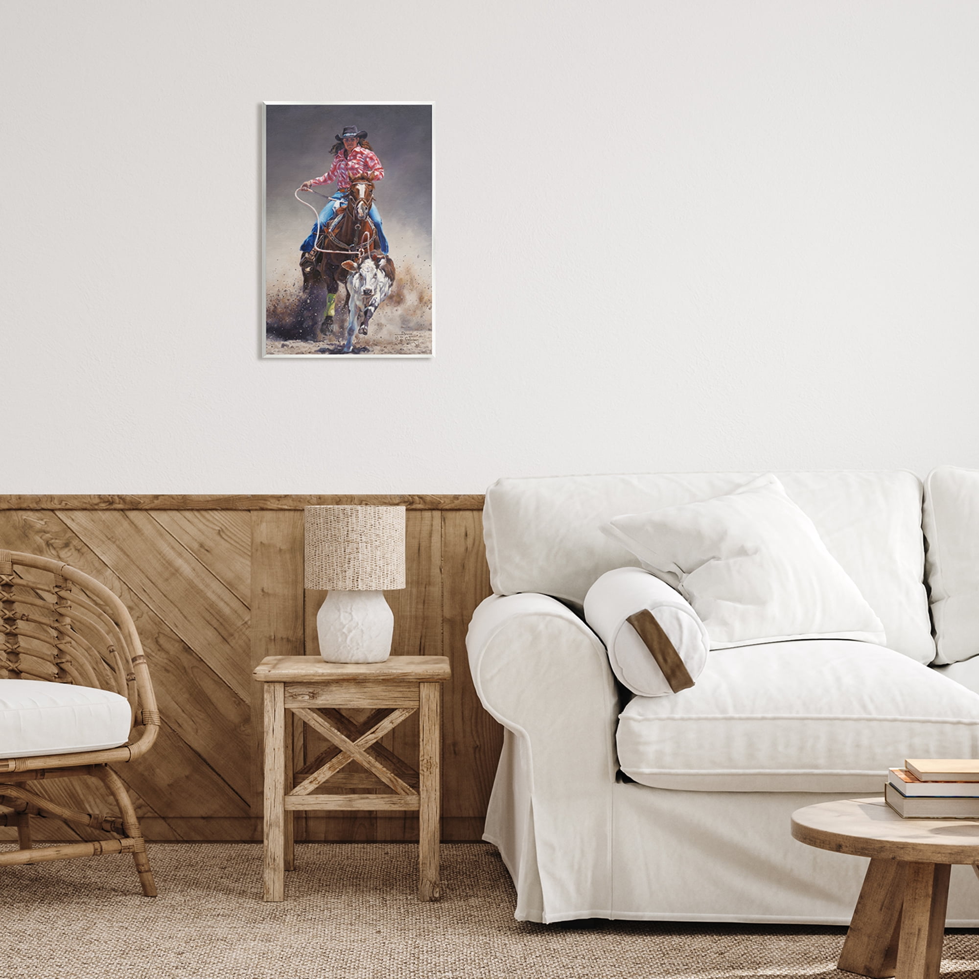 Stupell Industries Rodeo Cowgirl & Lasso Animals & Insects Painting Unframed Art Print Wall Art, 13 x 19