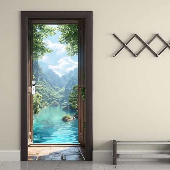 Door Stickers 3D Decals Door Murals Self Adhesive Removable Wall Covers Poster Wallpaper Peel and Stick for Bedroom Living Room 30.3" W x 78.7" H