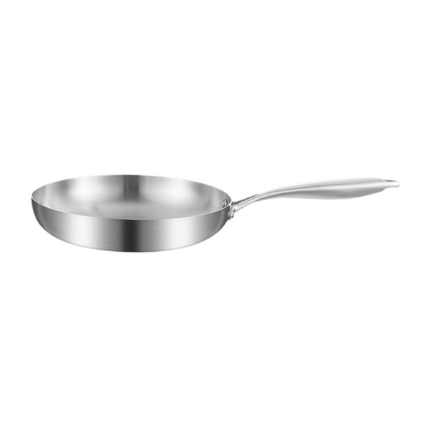 Sartén de acero inoxidable, sartén para huevos con mango largo, olla para cocinar, sartén profunda para casa rodante, restaurante interior y exterior 24cm