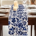 thumbnail image 3 of Blue Spring Floral 90 Inch Table Runner, Summer Botanical Flowers Farmhouse Dresser Scarf Cotton & Linen Tablerunner for Dining/Kitchen Island/Holiday Party Décor 13" x 90", 3 of 9