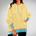 thumbnail image 2 of Womens Color Block Sweatshirt Plus Size Round Neck Long Sleeve Drawstring Hoodies Casual Loose Pullover Tops With Pocket, 2 of 5