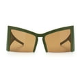 thumbnail image 3 of Womens Oversized Triangular 80s Vibe Thick Temple XL Cat Eye Sunglasses Green - Brown, 3 of 8