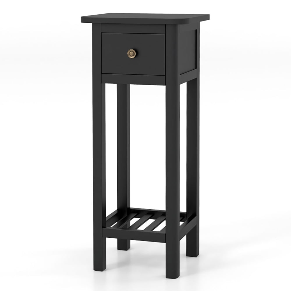 Finihen End Table, Nightstand, 2 Tier Slim Nightstand Bedside Table with Drawer Shelf, Sofa Side Table, Bed Side Table, for Living Room, Bedroom, Black Finihen End Table, Nightstand, 2 Tier Slim Nightstand Bedside Table with Drawer Shelf, Sofa Side Table, Bed Side Table, for Living Room, Bedroom, Black