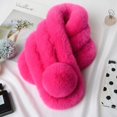 thumbnail image 1 of Autumn Winter Fur Rabbit Scarf Plush Thick Warm Women's Cross Neckerchief Fashion Ladies Neck Scarves, 1 of 5