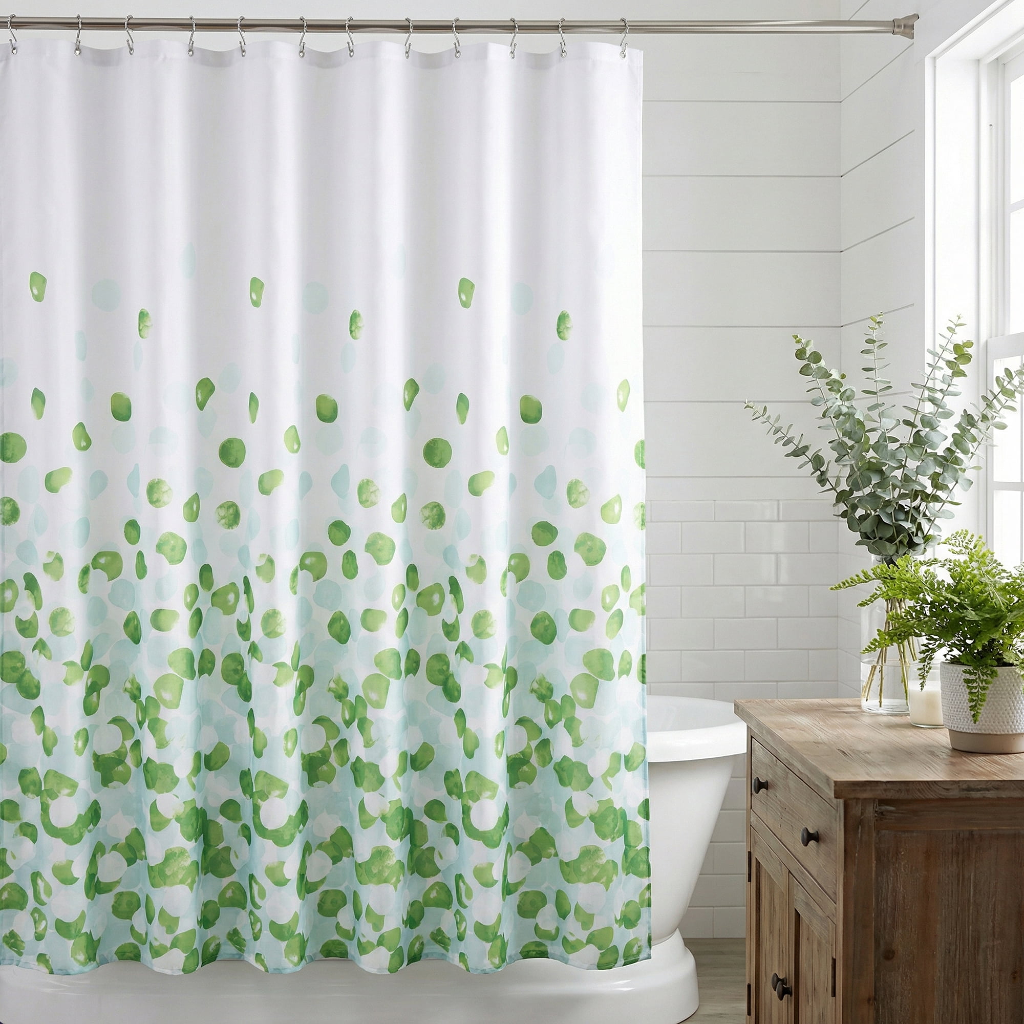 Unique Bargains Floral Shower Curtain Sets with 12 Hooks Green 71"W x 71"L