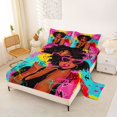 thumbnail image 2 of Castle Fairy Black Girl Lipstick Pattern Queen Sheets 4 Pieces,Abstract Graffiti Artwork Queen Sheet Sets,Pink Teal Black,1 Fitted Sheet, 1 Flat Sheet and 2 Pillowcases, 2 of 6