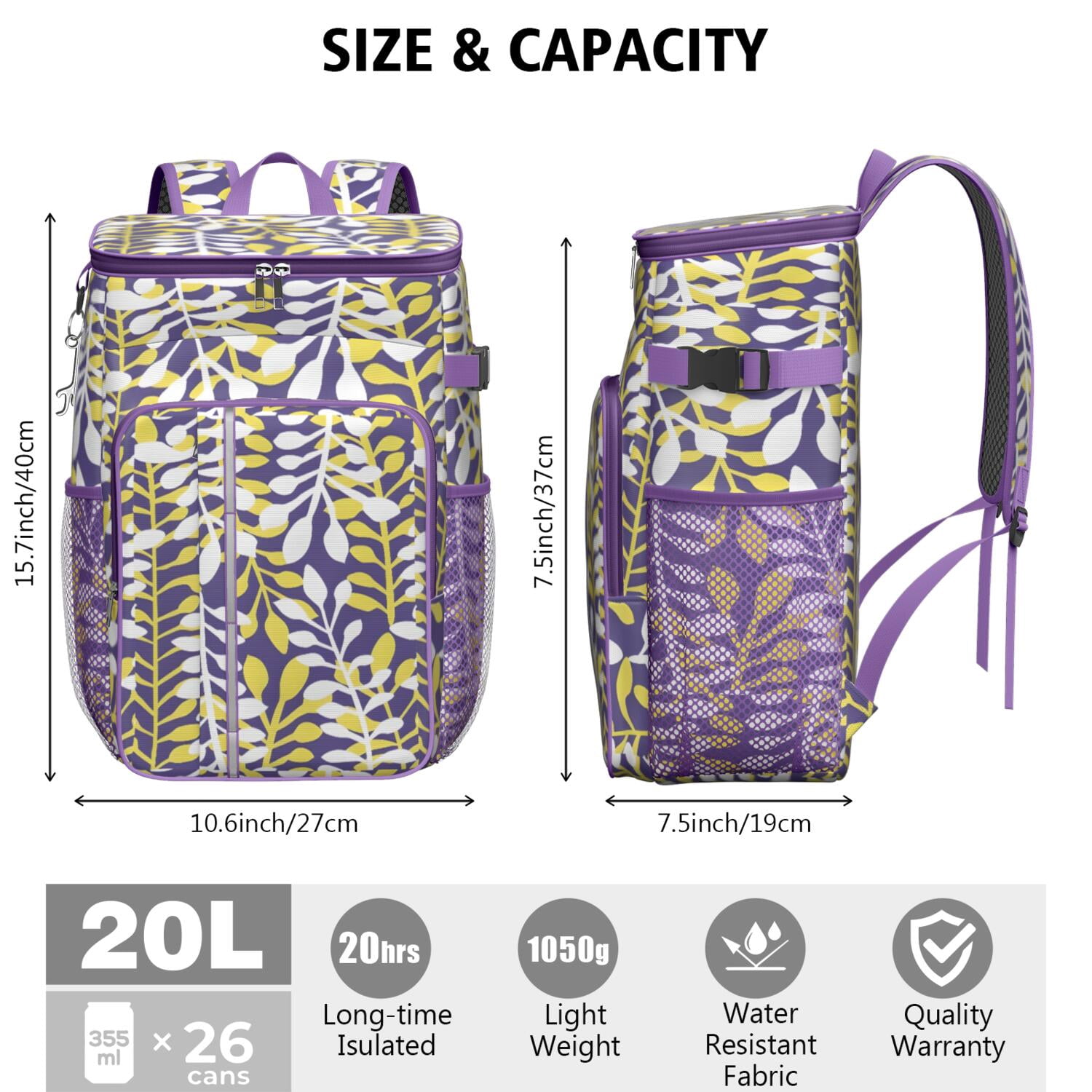Travel Cooler Bag - Boho Bohemia Flower Camping Beer Cooler Backpack with Bottle Opener- Waterproof Insulated Picnic Backpacks - Cooler Bag for Beach