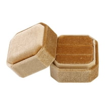 Unique Bargains Velvet Ring Box for Wedding Double Jewelry Box Storage Ring Holder Box Golden Yellow