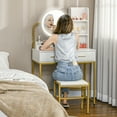 thumbnail image 2 of HOMCOM Makeup Vanity Desk and Stool Set with Mirror, Drawer, White, 2 of 10