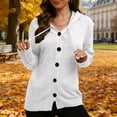 thumbnail image 6 of Hueook Sweaters for Women Sweater Sets for Women Women's V-sleeve Solid Color Long Sleeved Breasted Knitted Sweater Cardigan White M, 6 of 7