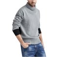 thumbnail image 2 of ZKCCNUK Men's Autumn Winter Casual Patchwork Lg Sleeve Knit Sweater Top Blouse, 2 of 8