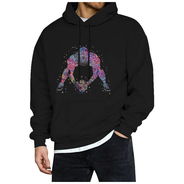 VBARHMQRT Sweat à Capuche Simple pour Hommes Style Décontracté Ample Extérieur Style Rue Graffiti