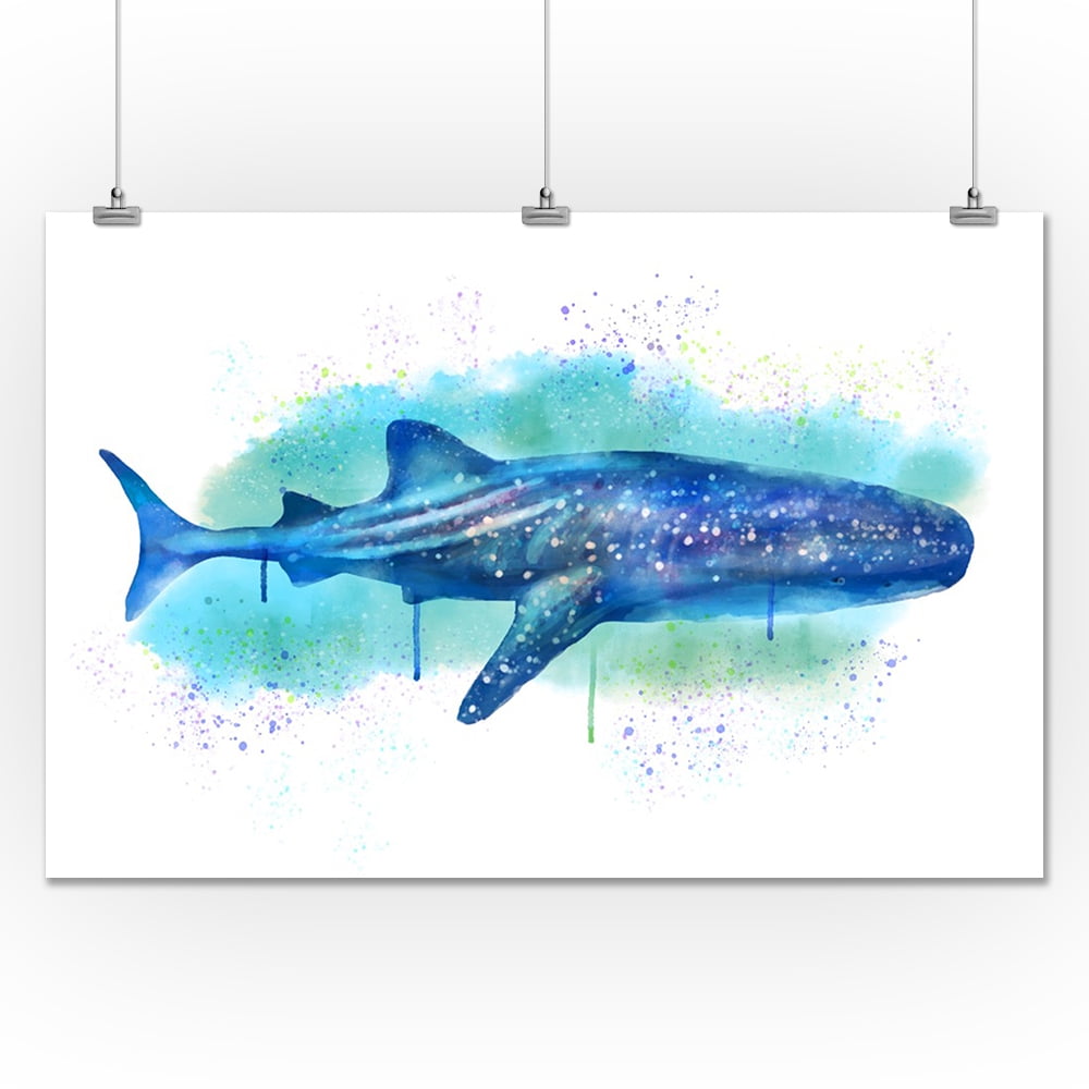 Blue Whale Watercolour Print Canvas Premium Wall Decor Poster
