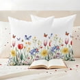 thumbnail image 3 of Spring Floral Pillow Covers 2 Pack Pink Yellow Red Wildflower Colorful Butterfly Pillowcase Waterproof Outdoor Throw Pillow Cover for Patio Garden Square Cushion 26”x26”, 3 of 9