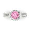thumbnail image 2 of 2.7ct round cut pink Zircon 18k white gold halo Bridal Wedding Engagement Promise Anniversary Ring for Women size 10.5, 2 of 7
