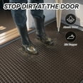 thumbnail image 3 of SIXHOME Outdoor Mat Non Slip Doormat 24"x35.5" Front Door Mat Outside Absorbent Rubber Welcome Mat Low Profile Dirt Trapper Indoor Outdoor Doormat Thicken Checker Entryway Rug Floor Mat Brown, 3 of 7