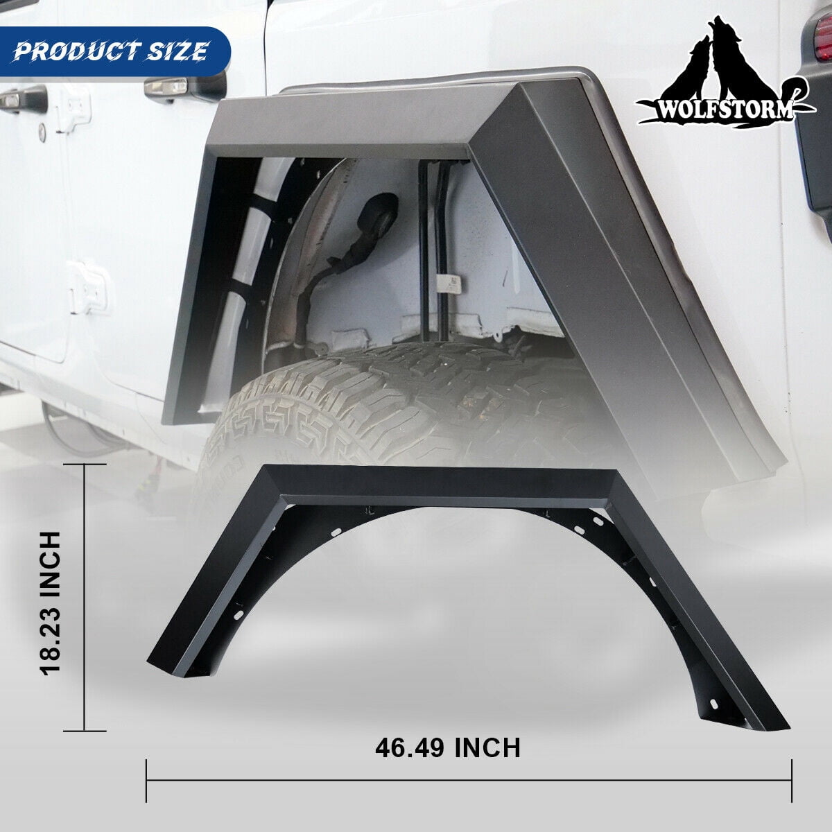 WOLFSTORM Rear Fender Flares Fit for 2018-2021 Jeep Wrangler JL 4 Doors/2 Door,LED DRL Lights and Sequential LED Turn Lights,Jeep Wrangler JL/JLU Fender Flares Replacement Exterior Accessories