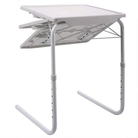 White Bed Tray Table UBesGoo Smart Table Foldable Table Folding Table Adjustable Tray White Folding TV Tray Table, Portable Laptop Table with 6 Height Adjustments for Bed, Sofa ()