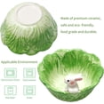 thumbnail image 2 of Ceramic Bowl - Cabbage With Rabbit Shape, Easter Candy Bowl, Rice Bowl, Salad Bowl, Soup Bowl, Saucer, Kitchen Household Item for Cooking Lovers (Green), 2 of 4