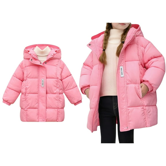 Kids Winter Coat,Boys Puffer Coat Mid-Length Heavyweight with Hooded Windproof Warm Outwear Windbreaker Ski Jacket Grils Winter Coats Size 5-6 Years