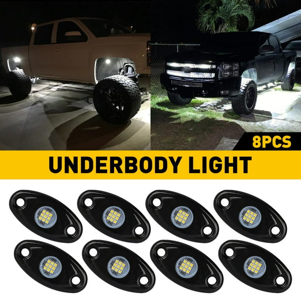 White 8 Pods LED Rock Underbody Lights for JEEP Offroad Truck ATV UTV