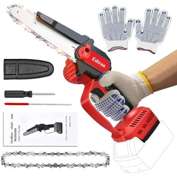 Mini Chainsaw for Milwaukee 18V Battery, 6 Inch Cordless Chainsaw Electric,1 Replacement Chain with Safety Lock, Hand Brushless Chain Saw Tool for Pole Pruner, Wood Cutting (MWQ-DJ)$$Garden & Patio