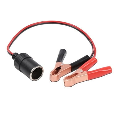 CROSSDESIGN 12V Battery To Cigarette Lighter Adapter Alligator Clamp Clip 12 Volt 20A Car Socket
