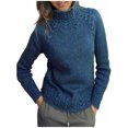 thumbnail image 1 of Women's Fall Long Sleeve Mock Neck Knit Sweater Lightweight Basic Casual Slim Fit Pullover Tops, 1 of 4