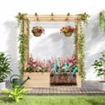 thumbnail image 4 of BAYUELSWU Raised Garden Bed with 2-Sided Trellis & Hanging Roof, Wooden Elevated Planter w/Drainage Holes, Bottom Gaps for Flowers, Herbs, Climbing, Vines (Natural), 4 of 7