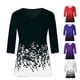thumbnail image 3 of Jumpingount Blusa Camiseta Manga 3/4 Cuello Estampado Encaje Mujer Blusa Verano Top Prendas para la parte del cuerpo Azul 5XL Jumpingount AP002096-40, 3 of 5