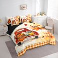 thumbnail image 2 of Manfei Framhouse Red Fall Truck Queen Bedding for Kids, Autumn Bird Gingham Bedding Comforter Set Queen, Black Reversible, 7-Piece, 2 of 7