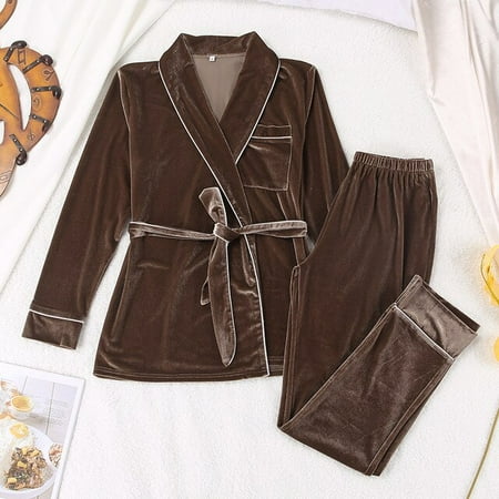 

CoCopeaunt Autumn and winter new ladies home furnishing clothes long-sleeved robe gold velvet suit cardigan thickened warm pajamas