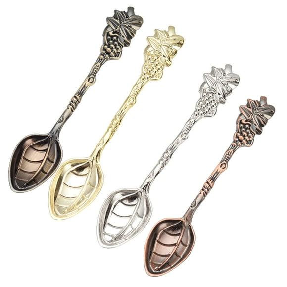 4 Pcs Metal Coffee Spoons Pastoral Style Ice Cream Spoons Grape Shape Creative Latte Spoons for Kitchen Dining Bar Kitchens Bars