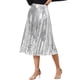 thumbnail image 4 of Falda midi de cóctel brillante y con lentejuelas de cintura alta para mujeres INSPIRE CHIC XS Plata, 4 of 5