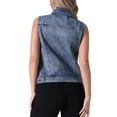 thumbnail image 3 of INSPIRE CHIC Gilet en Denim pour Femme à Boutons, Délavé et Usé, Veste en Jean Sans Manches avec Poches Gris Bleu G, 3 of 6