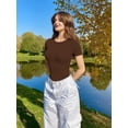 thumbnail image 2 of MOYIKO Crewneck Short Sleeve Bodysuit for Women Slim Fitted Tight Basic Summer Tops, 2 of 7