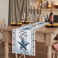 thumbnail image 2 of Country Star Blue Table Runner, Farmhouse Vintage Branches Wooden Washable Cotton Linen Table Runners 108 Inches Long, Dresser Scarf Runner for Dining/Living Room/Kitchen/Square Tables 13''x108'', 2 of 9