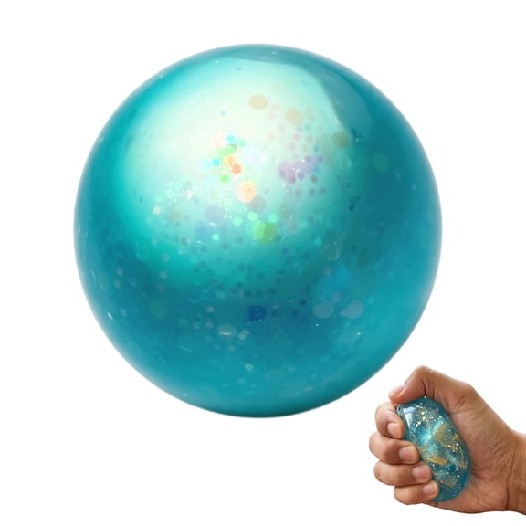 Blue Glitter Squishy Stress Ball, Squishy Toy | Shapeable Sensory Fidget Toy for Kids Adults, Non Sticky Stress Relief Squeeze Ball for Home Office