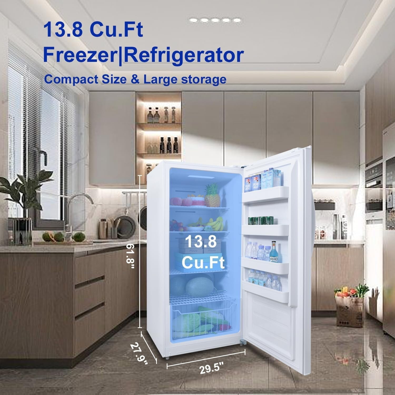 Smad 13.8 Cubic White Freestanding Upright Counter Depth Freezer Garage Ready
