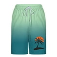 thumbnail image 4 of QQAMB Shorts for Men Plus Size Elastic Waisted Gradient Color Palm Graphic Printed Loose Comfy Shorts Green 3XL, 4 of 5