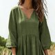 thumbnail image 5 of Mujeres Vestido Casual Suelto Y Casual Tres Cuartos de Mangas Cuello en V Vestido de Lino Mujeres, 5 of 7