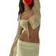 thumbnail image 3 of SAYOO - Camiseta de manga larga para mujer, color sólido, con amarre, de malla, transparente SAYOO Moda, 3 of 7