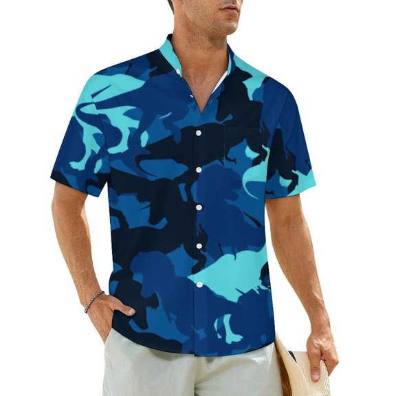 Neon Dinosaur Beach Shirt Male Colorful Animal Print Retro Casual Shirts Hawaiian Short S
