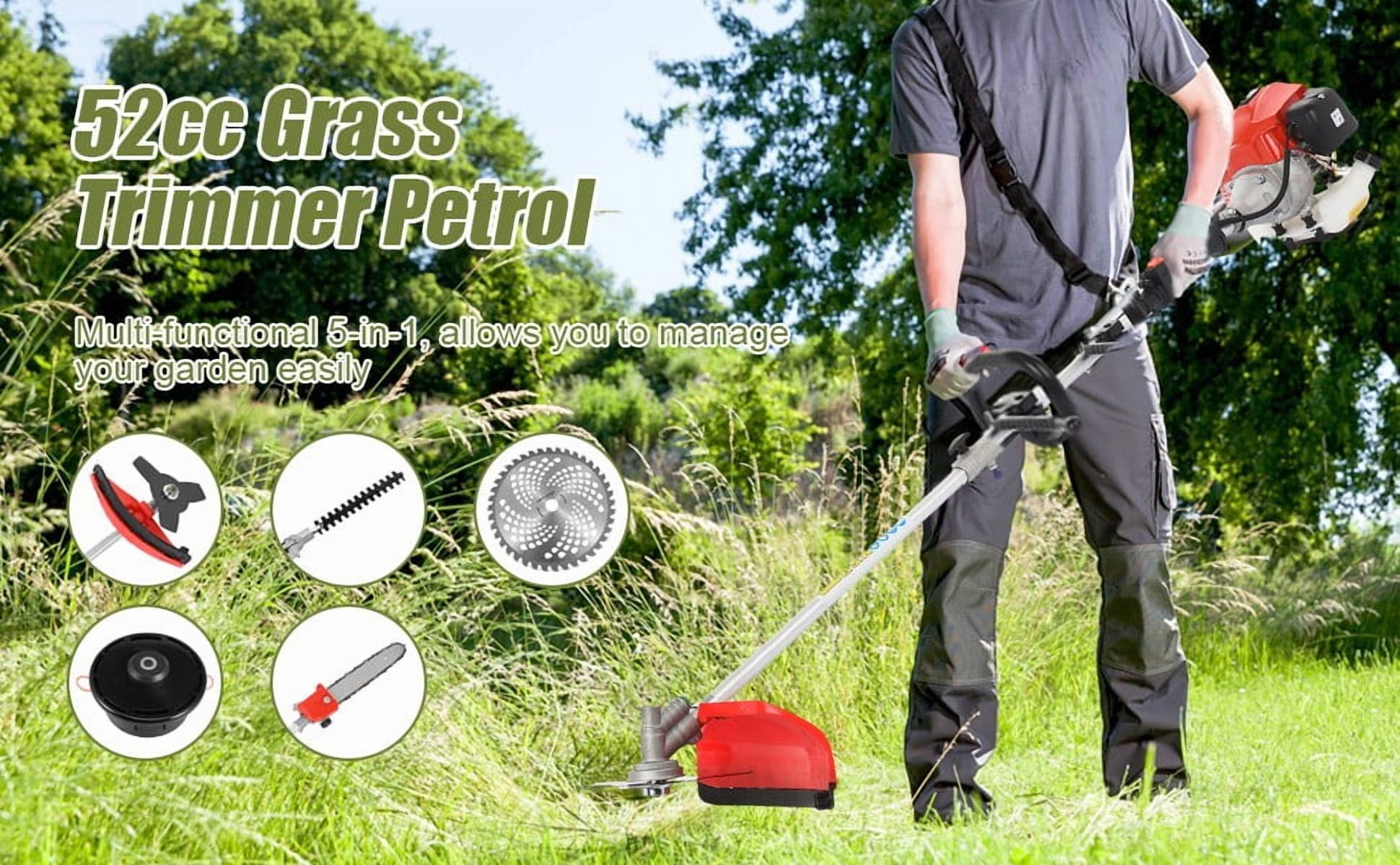 Seipouy 52CC 2-Stroke Gas Weed Eater, 5 in 1 Gas String Trimmer, High Power Weed Wacker Gas Powe, Upgraded Brush Cutter Hedge Trimmer, Multi Functional Trimming Tools for Lawn, Yard, Garden